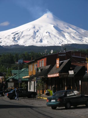 Villarica Volcanoe: A view from downtown Pucón